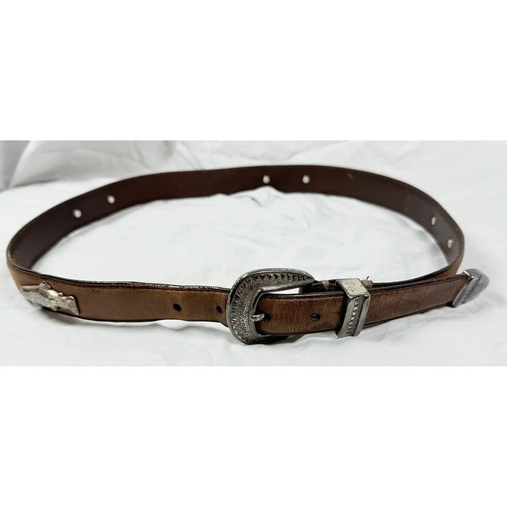Full Grain Italian Leather Trout Fish Concho Belt Mens 36 Brown Western Fishing
